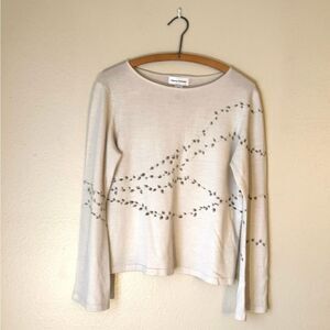 Vintage Rena Rowan Cream Colored Floral Top - Size Large